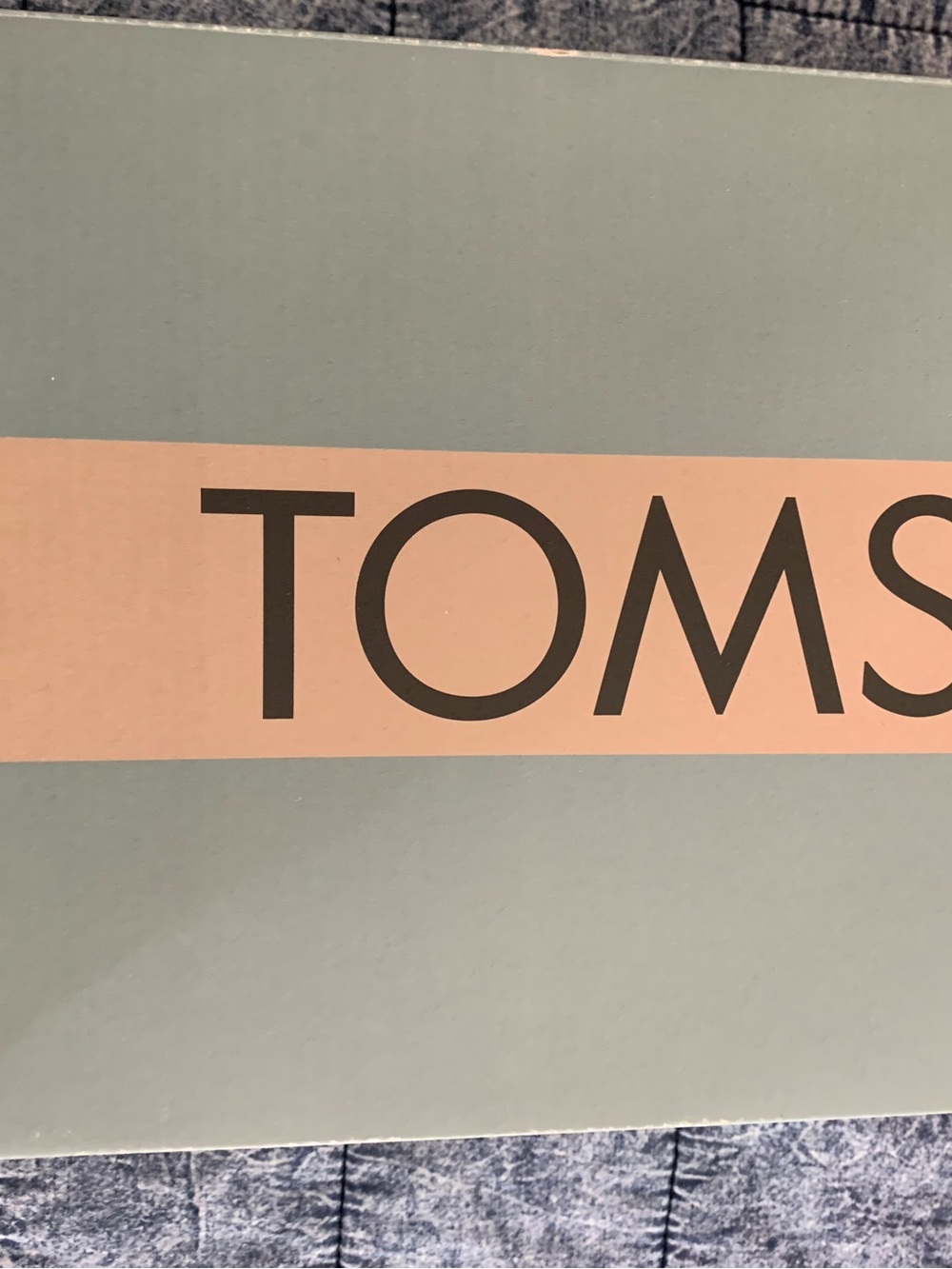 TOMS Box in Mint Green with Peach Stripe